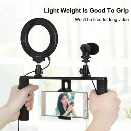 4-In-1 Vlogging Kit With 4.7 Ring Light Mic Tripod & Stabilizer