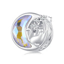 925 Sterling Silver Cat Moon Pendant For Diy Bracelets