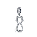 925 Sterling Silver Zircon Cat Pendant For Bracelet Diy Accessory