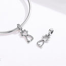 925 Sterling Silver Zircon Cat Pendant For Bracelet Diy Accessory