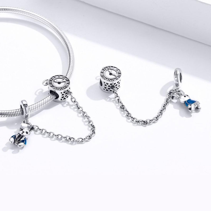 925 Sterling Silver Rabbit Safety Chain For Diy Bracelets
