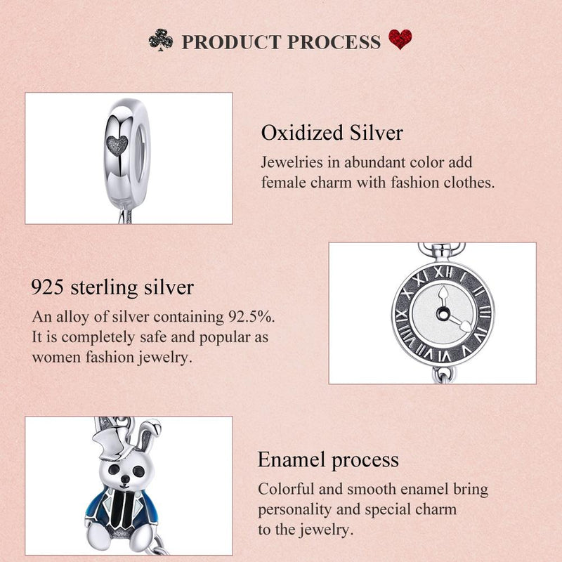 925 Sterling Silver Rabbit Safety Chain For Diy Bracelets