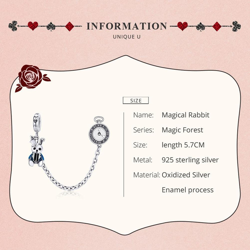 925 Sterling Silver Rabbit Safety Chain For Diy Bracelets