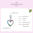925 Sterling Silver Rainbow Heart Pendant For Diy Bracelets & Necklaces