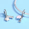 925 Sterling Silver Dog Footprint Diamond Bead Bracelet Charm
