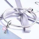 925 Sterling Silver Dog Footprint Diamond Bead Bracelet Charm