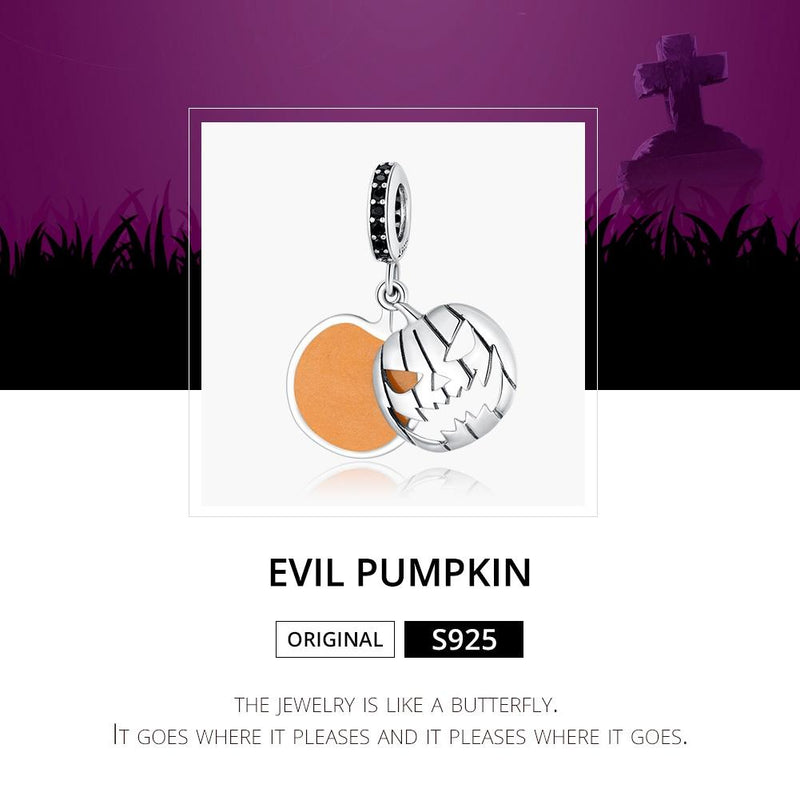 925 Sterling Silver Smiling Pumpkin Pendant For Diy Bracelets & Necklaces