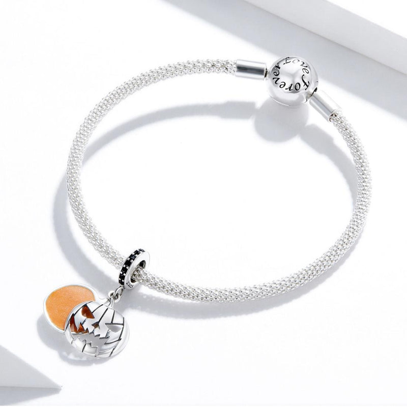 925 Sterling Silver Smiling Pumpkin Pendant For Diy Bracelets & Necklaces