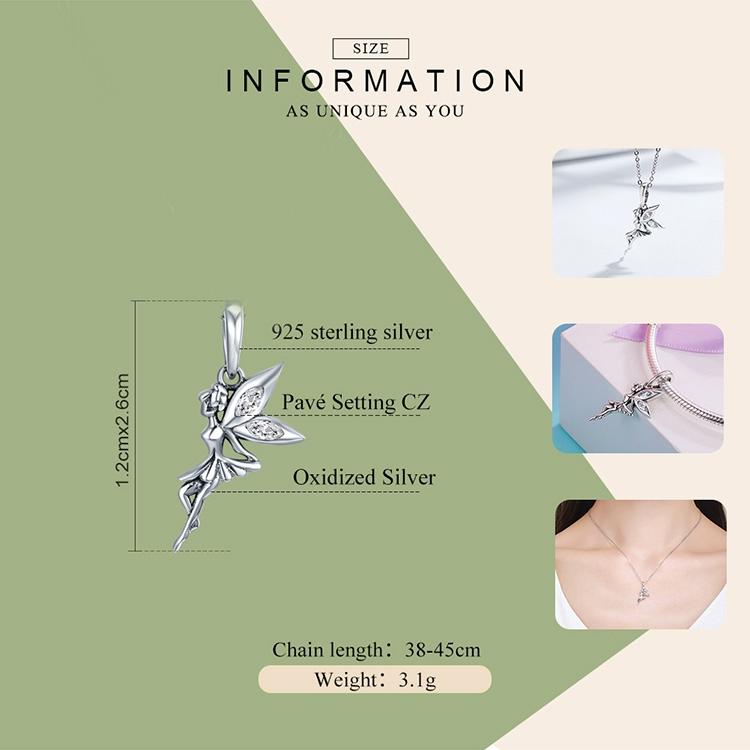 925 Sterling Silver Flower Fairy Dangle Pendant For Diy Bracelets & Necklaces