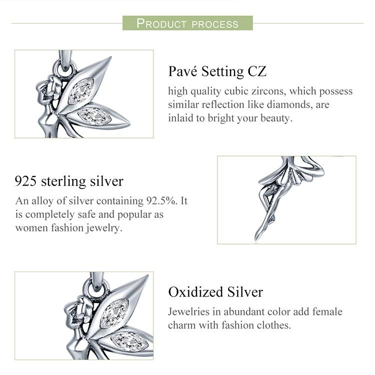 925 Sterling Silver Flower Fairy Dangle Pendant For Diy Bracelets & Necklaces