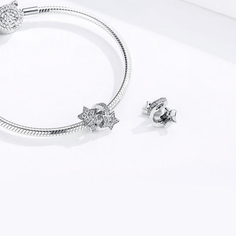 925 Sterling Silver Star Beaded Bracelet / Necklace Set
