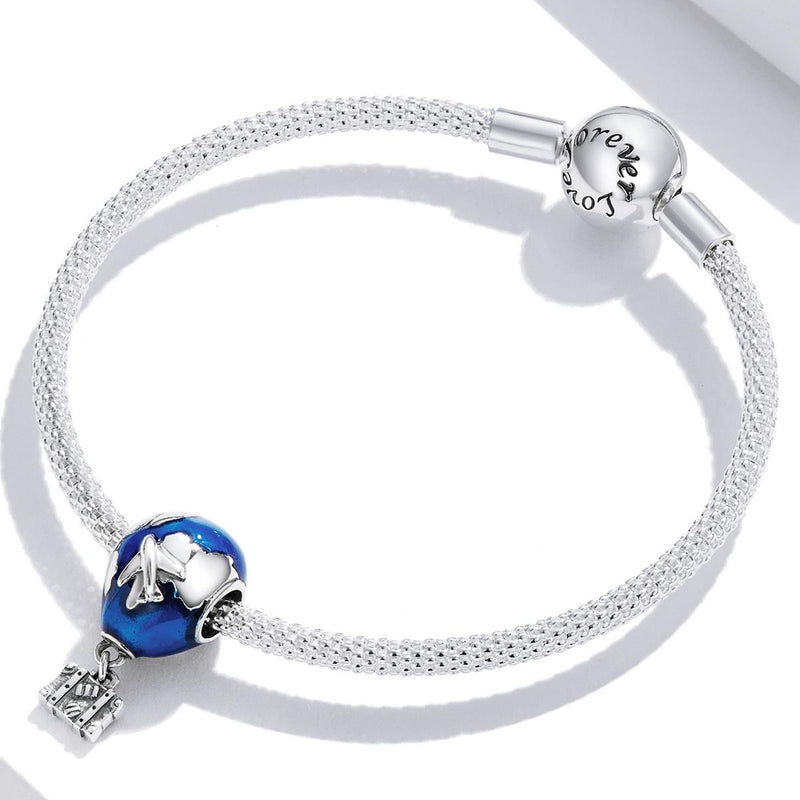 925 Sterling Silver Airplane & Hot Air Balloon Pendant For Diy Bracelets & Necklaces