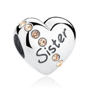925 Sterling Silver Sister Heart Beads For Diy Bracelets & Necklaces