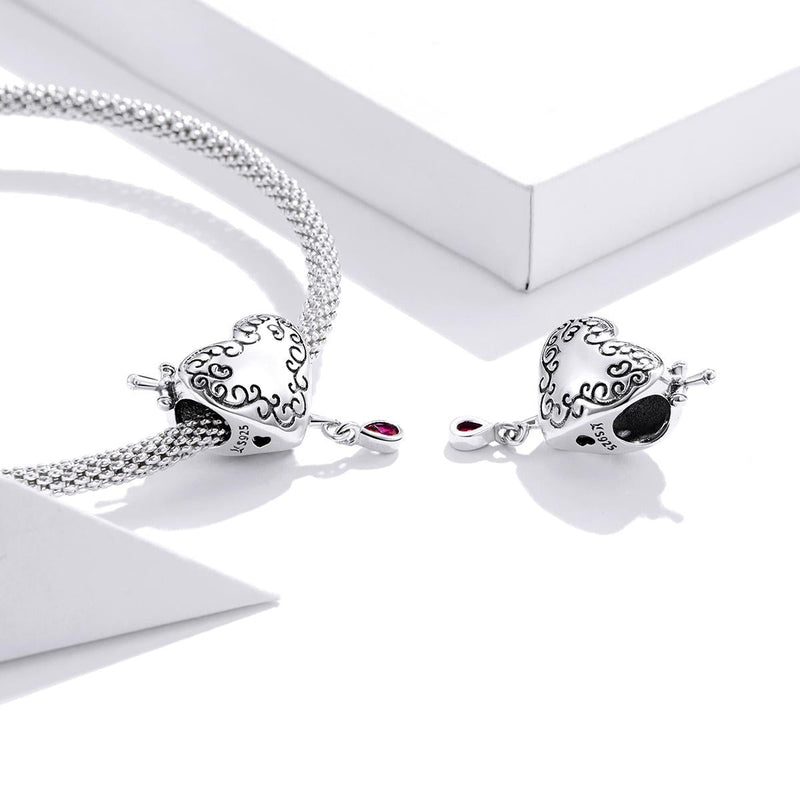 925 Sterling Silver Cupid Heart Beads For Diy Bracelets & Necklaces