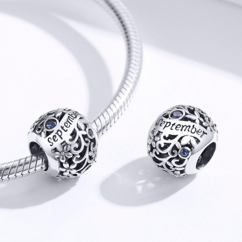 925 Sterling Silver Diy Birthstone Bracelet & Necklace Set September Style - September