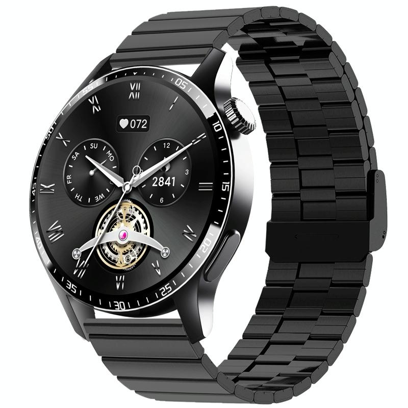 1.35 Inch Smart Watch Bluetooth Calls Health Monitoring 150+ Sports Black - Black Bamboo