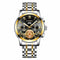 Gold Black Multi-Function Men Quartz Watch With Gold Nails