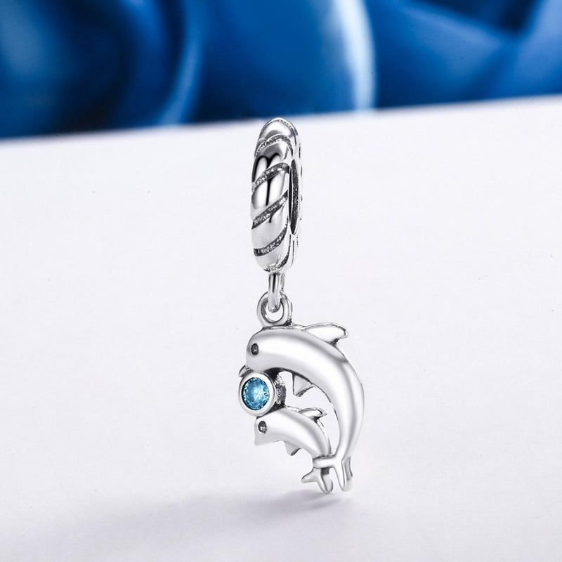 925 Sterling Silver Dolphin Bead Pendant For Diy Bracelets & Necklaces