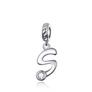 925 Sterling Silver Personalized Letter Pendant For Diy Bracelets And Necklaces Style - S