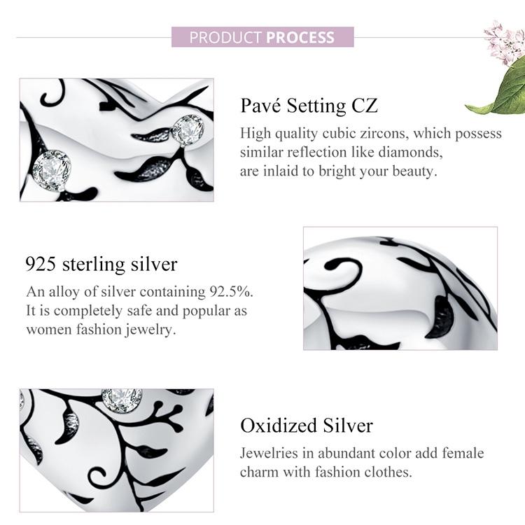 925 Sterling Silver Retro Heart Beads For Diy Bracelets