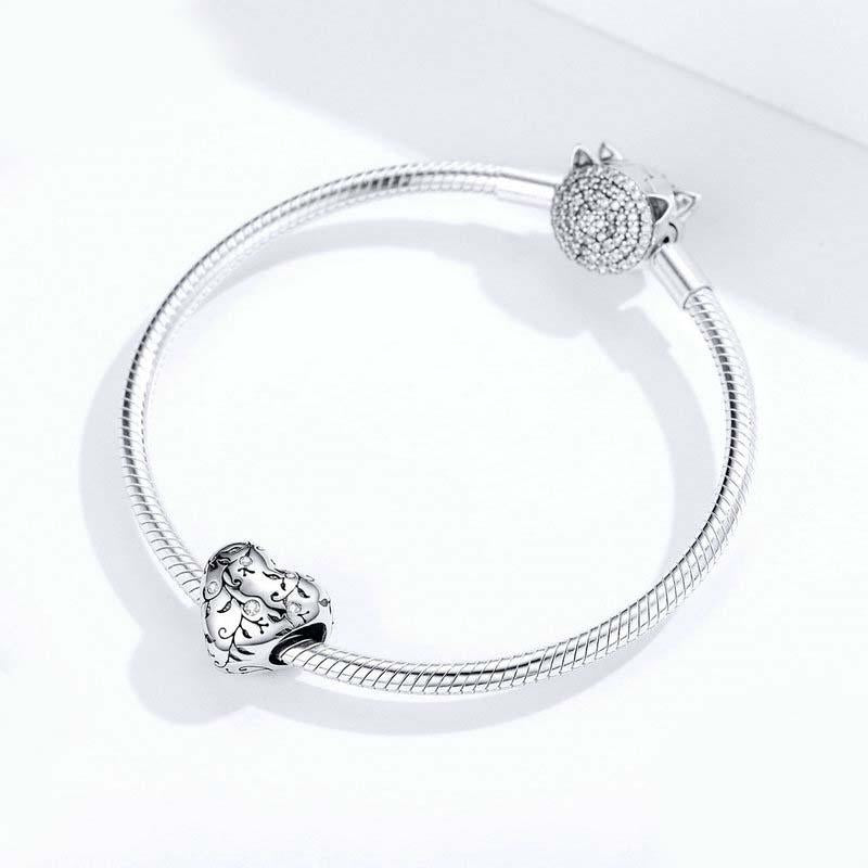 925 Sterling Silver Retro Heart Beads For Diy Bracelets