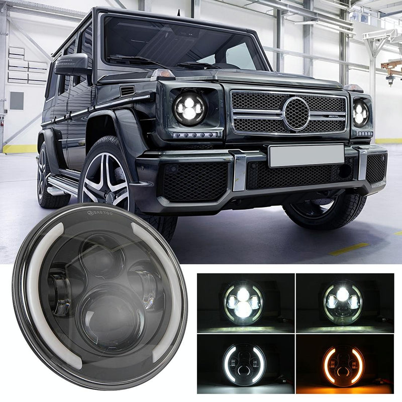 7 Inch H4 / H13 Dc 9V - 30V 3000Lm 3000K - 6000K 25W Car Round Shape Led Headlight Lamps For Jeep Wrangler With Angel Eye White Light