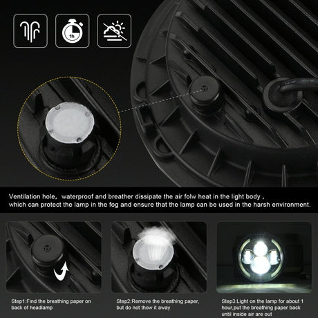 7 Inch H4 / H13 Dc 9V - 30V 3000Lm 3000K - 6000K 25W Car Round Shape Led Headlight Lamps For Jeep Wrangler With Angel Eye White Light