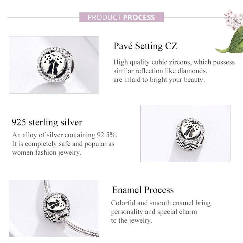 925 Sterling Silver Love Cat Heart Beads For Diy Bracelets & Necklaces