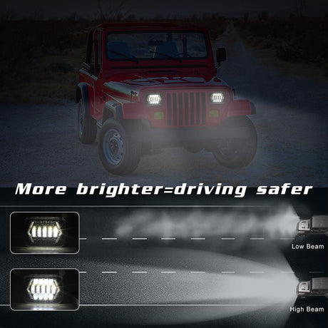 7 Inch H4 Dc 9V - 30V 3000Lm 6000K 30W Ip67 8Led Lamp Beads Car Square Shape Led Headlight Lamps For Jeep Wrangler
