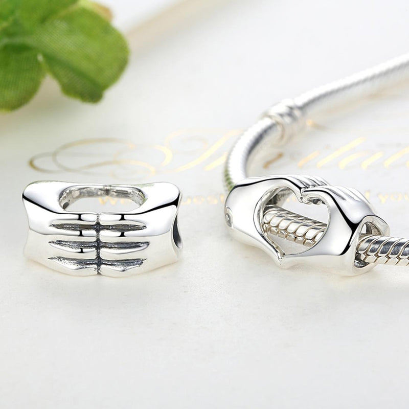 925 Sterling Silver Hand In Hand Bracelet Beads Diy