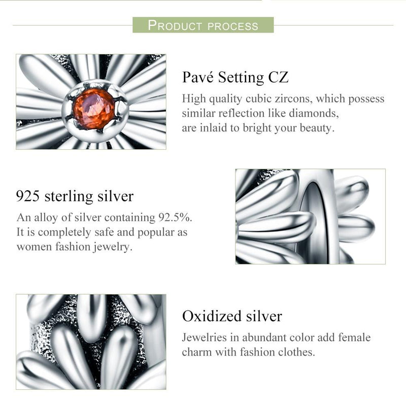 925 Sterling Silver Daisy Wreath Beads For Diy Bracelets & Necklaces