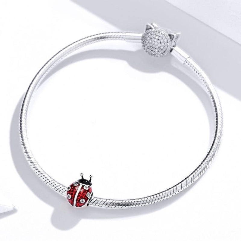 925 Sterling Silver Ladybug Pendant For Diy Bracelets