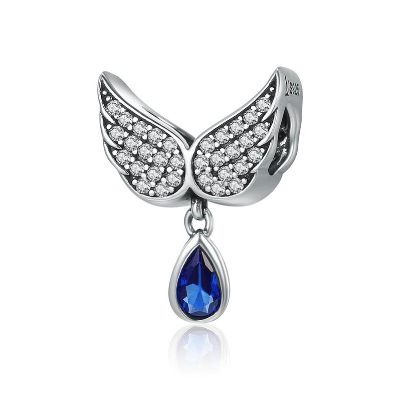 925 Sterling Silver Blue Wing Drop Beads For Diy Bracelets