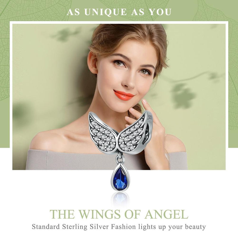 925 Sterling Silver Blue Wing Drop Beads For Diy Bracelets