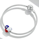 925 Sterling Silver Chilean Flag Heart Beads For Diy Bracelets & Necklaces