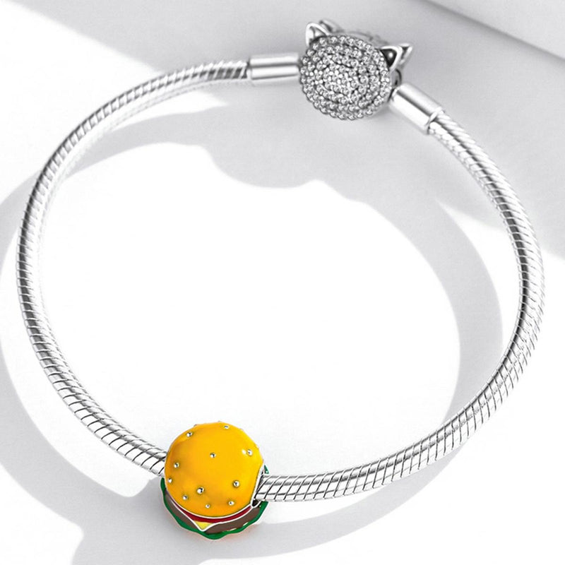 925 Sterling Silver Burger Bead For Diy Bracelet / Necklace