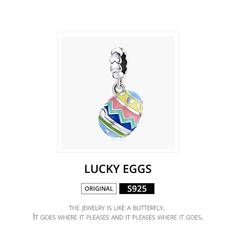925 Sterling Silver Lucky Egg Pendant For Diy Bracelets & Necklaces