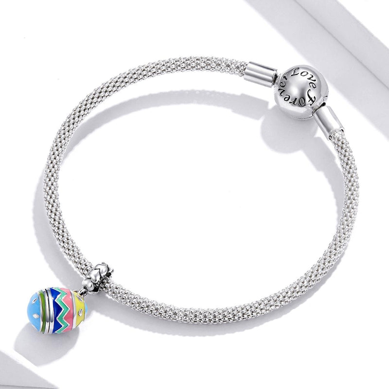 925 Sterling Silver Lucky Egg Pendant For Diy Bracelets & Necklaces