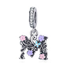 925 Sterling Silver Letter M Pendant For Diy Bracelets & Necklaces