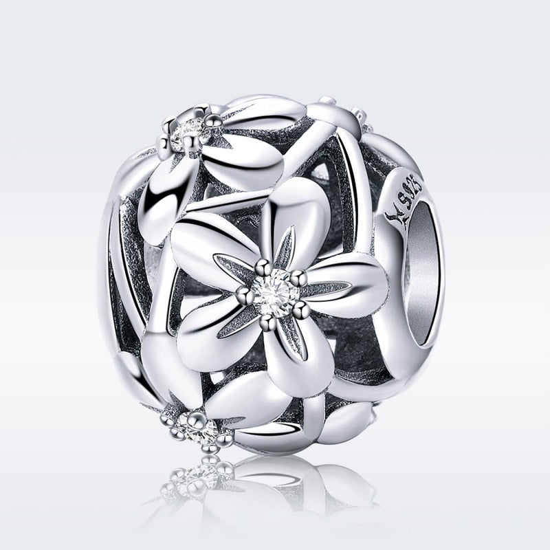 925 Sterling Silver Flower Shaped Beads For Diy Bracelets