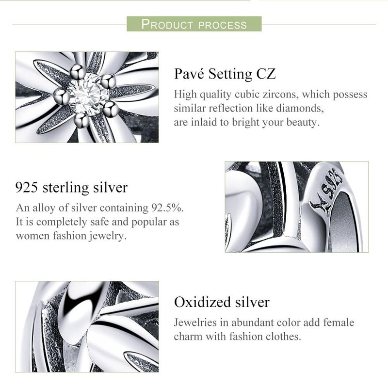 925 Sterling Silver Flower Shaped Beads For Diy Bracelets