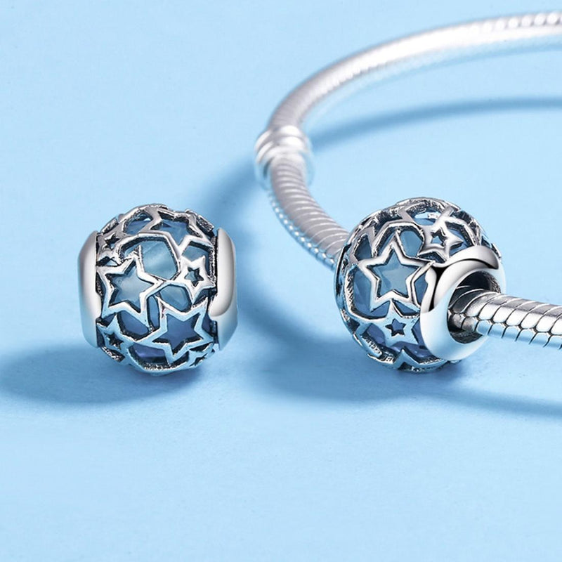 925 Sterling Silver Starry Sky Beads For Diy Bracelets & Necklaces