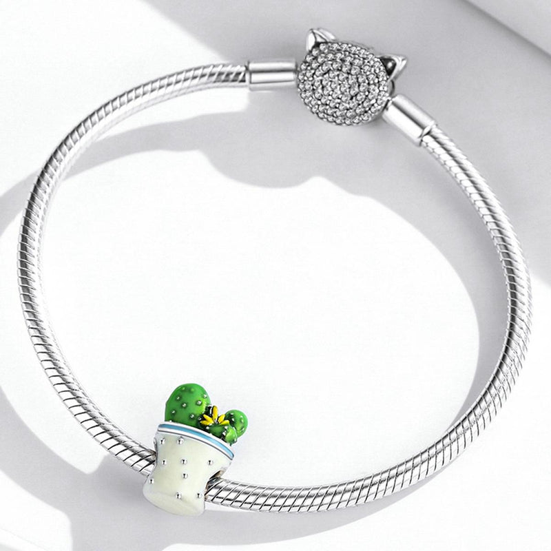 925 Sterling Silver Cactus Flower Beads For Diy Bracelets & Necklaces