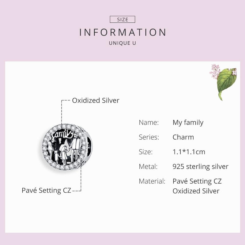 925 Sterling Silver Family Charm Bracelet Beads