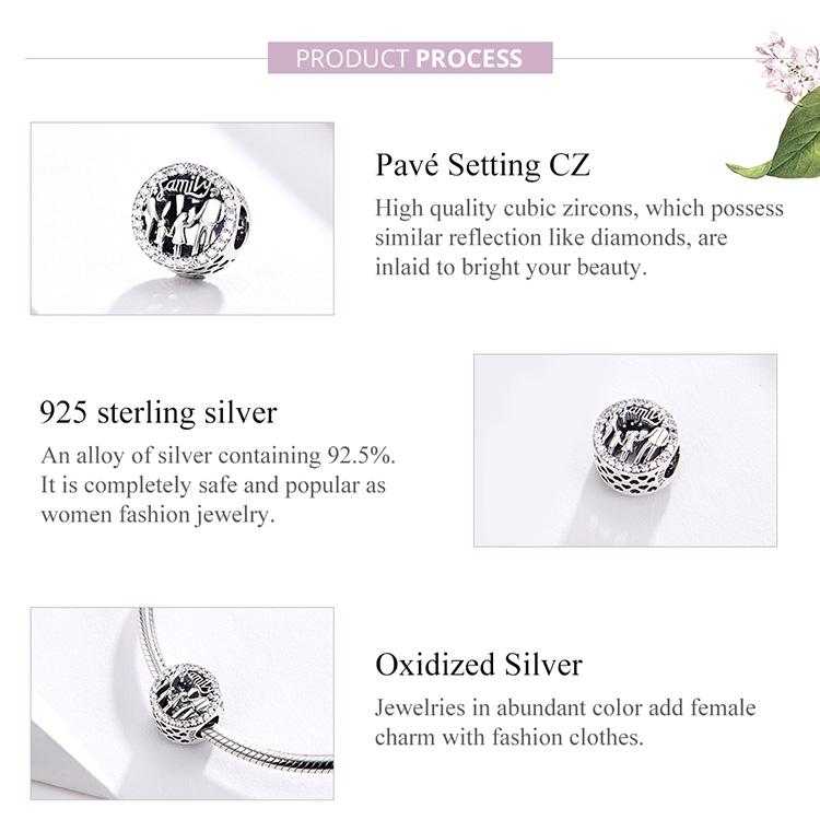 925 Sterling Silver Family Charm Bracelet Beads