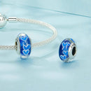 925 Sterling Silver Blue Glass Heart Beads