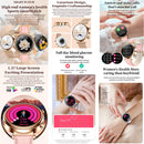Women Smart Watch With Bt Call Health Tracking And Sos - Compact And Stylish - Rose Gold Pink Leather