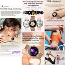 Women Smart Watch With Bt Call Health Tracking And Sos - Compact And Stylish - Rose Gold Pink Leather