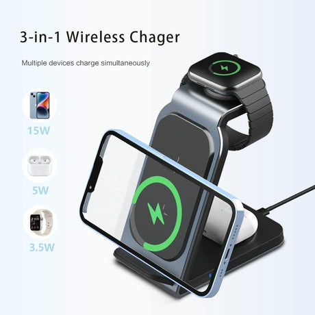 3 In 1 Vertical Metal Wireless Charger - Tarnish