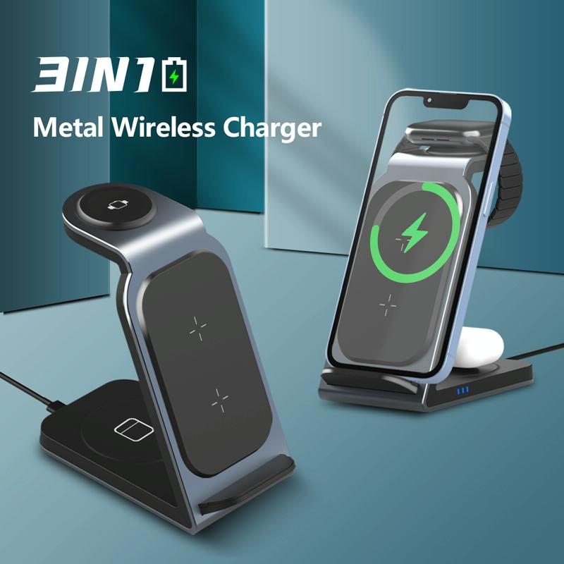 3 In 1 Vertical Metal Wireless Charger - Tarnish